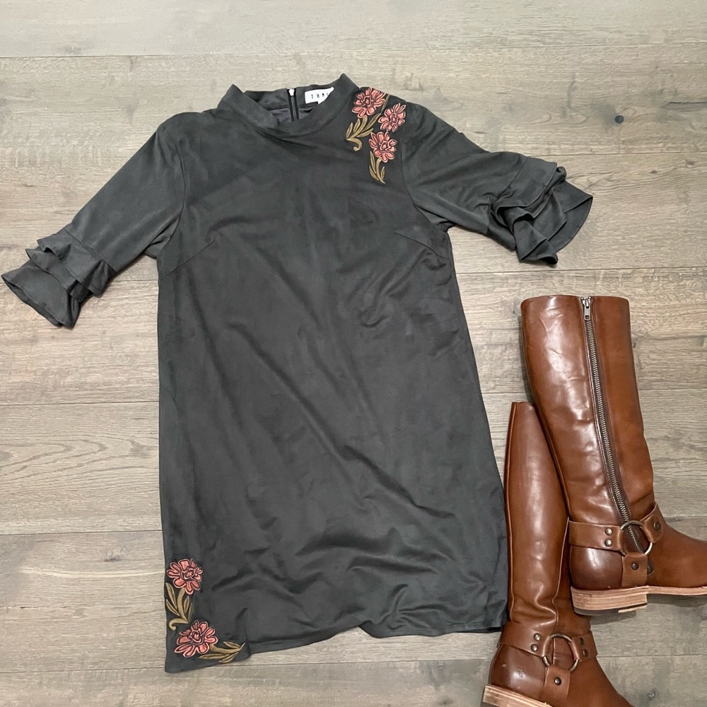THML gray faux suede dress